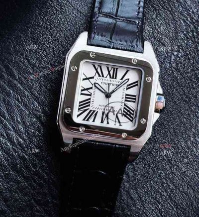 Cartier Santos Cal.076 Movement 44.2*35.6mm White Sunburst Roman Dial Watch
